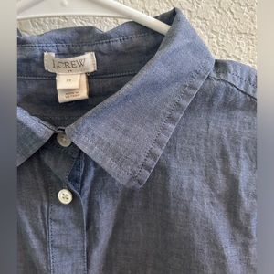 J. Crew 3/4 Button Down Cotton tab sleeve pop over tunic blouse Blue | Size XS